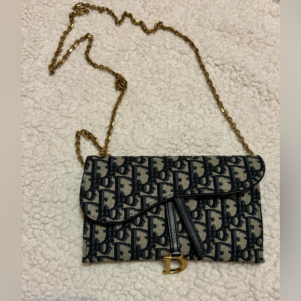 Christian Dior Saddle Wallet with Chain